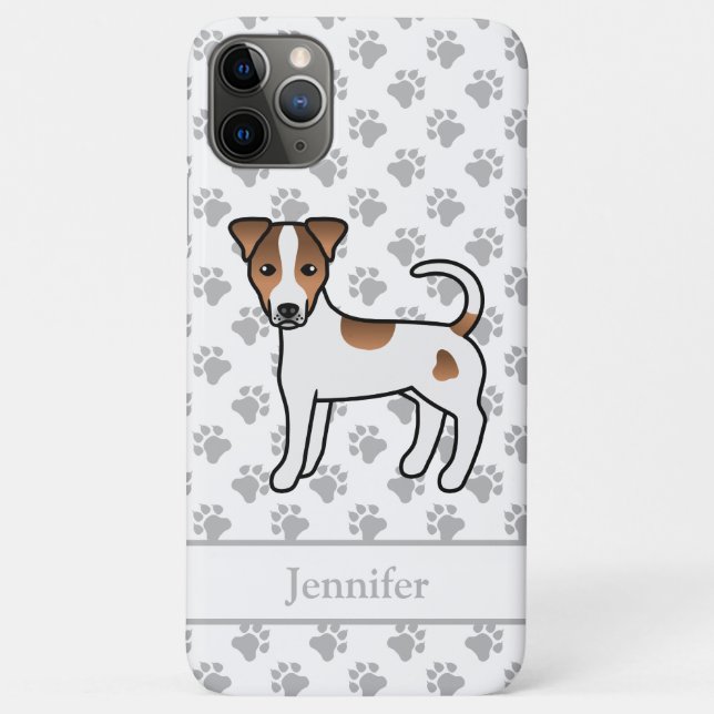 Capa Para iPhone 11 Pro Max Parson Russell Terrier de Pelo Liso Marrom & Nome (Verso)