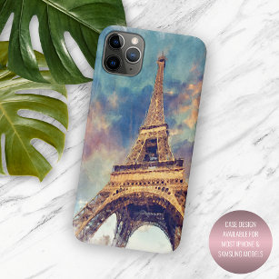 Capa Para iPhone 11 Pro Max Pastel Watercolor Paris Eiffel Torre Pintura
