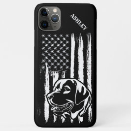 Capa Para iPhone 11 Pro Max Patrimônio Americano Labrador Retriever USA Flag D