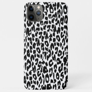 Capa Para iPhone 11 Pro Max Peles com Pele de Impressão de Leopardo Preto