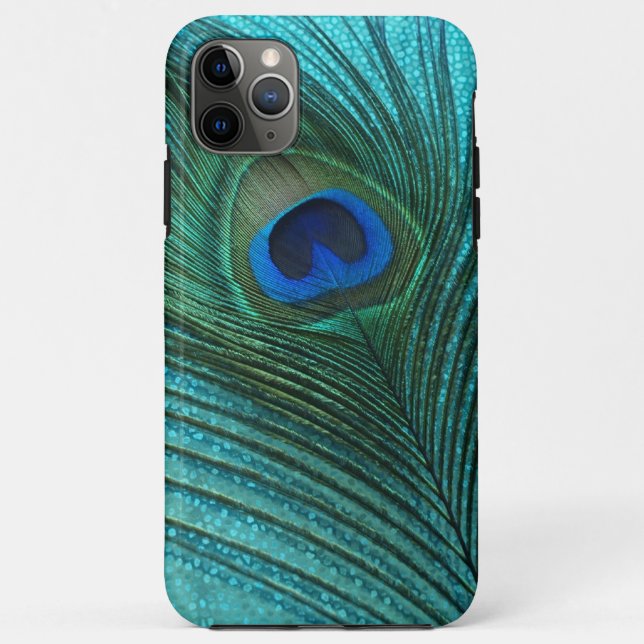 Capa Para iPhone 11 Pro Max Pena Azul Aqua Metálico Azul (Verso)