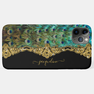 Capa Para iPhone 11 Pro Max Penas de Peacock Elegante Barroco Rococó