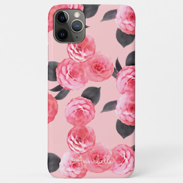 Capa Para iPhone 11 Pro Max Peônias cor-de-rosa (Verso)