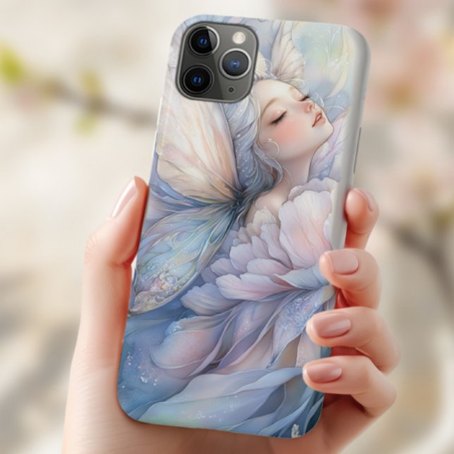 Capa Para iPhone 11 Pro Max Peony Of The Dawn (the Iphone 11 pro max with the image of Peony of the Dawn shown in the hand of a young woman)