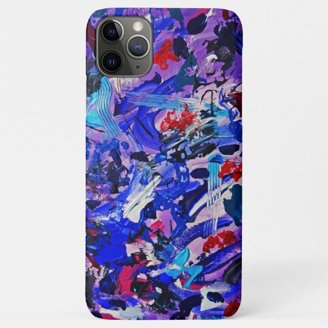 Capa Para iPhone 11 Pro Max Pintura abstrato azul-branca (Verso)