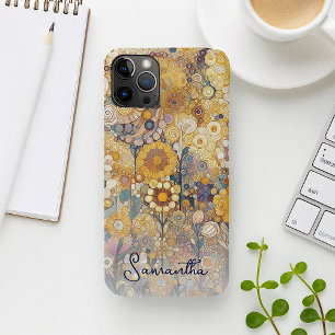 Capa Para iPhone 11 Pro Max Pintura Floral com Estilo de Arte Antiquada