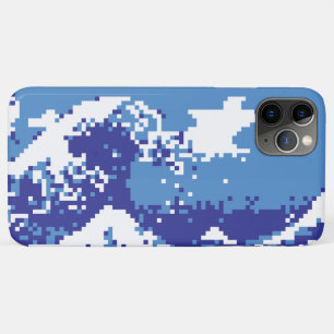 Capa Para iPhone 11 Pro Max Pixel Tsunami Blue 8 Bit Pixel Art
