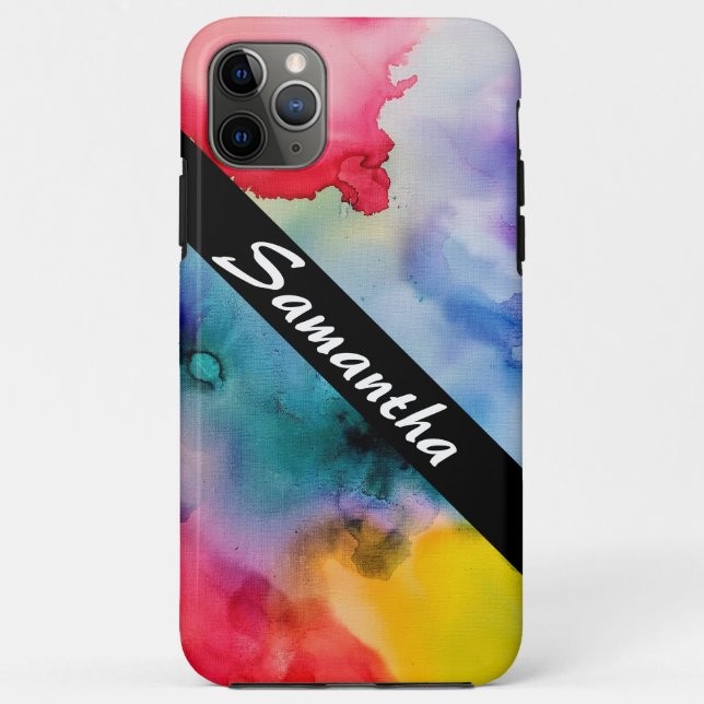 Capa Para iPhone 11 Pro Max Placas criativas artísticas de aquarela (Verso)