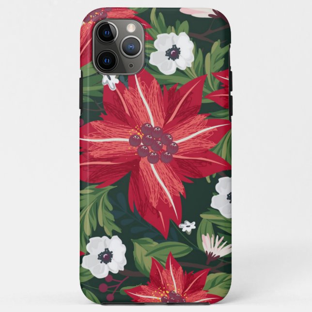 Capa Para iPhone 11 Pro Max Poinsettia Natal Decorativa (Verso)