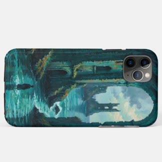 Capa Para iPhone 11 Pro Max Post-Apocalyptic Flooded Ruins Teal Dystopian iPho