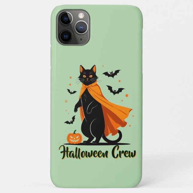 Capa Para iPhone 11 Pro Max Pumkin Black Cat Halloween (Verso)