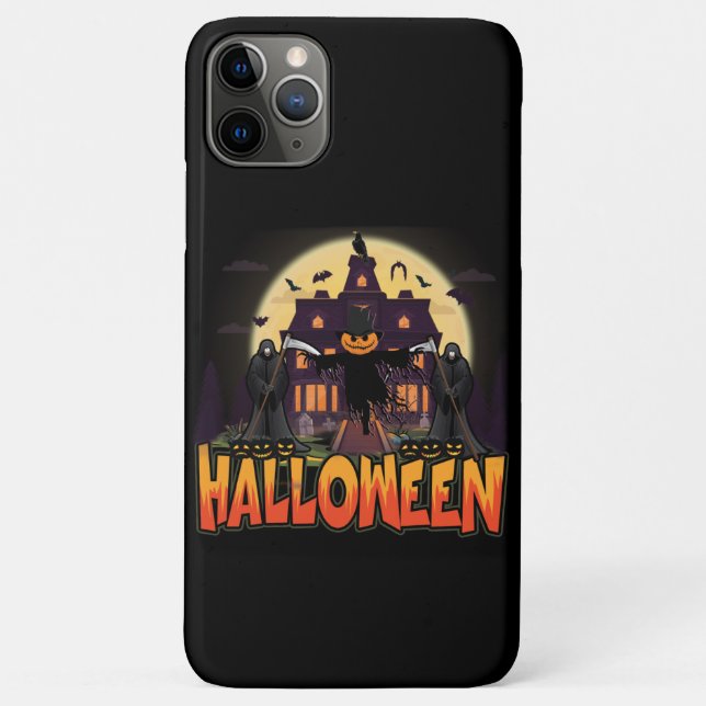 Capa Para iPhone 11 Pro Max Pumpkin Scary House, Halloween (Verso)