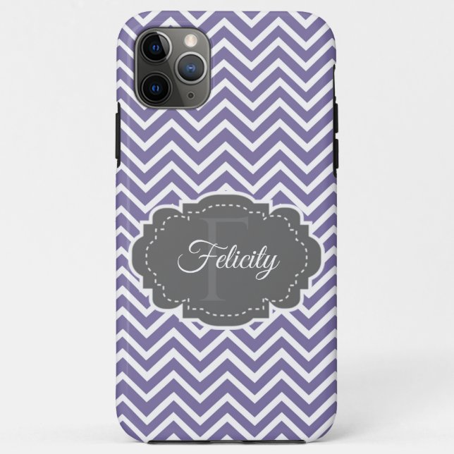 Capa Para iPhone 11 Pro Max Púrpura Chevron Personalizada (Verso)