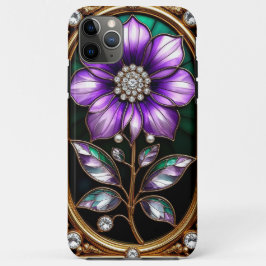 Capa Para iPhone 11 Pro Max Quadro de Ouro Floral