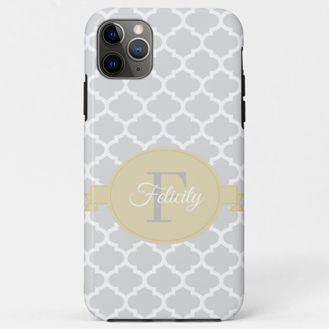 Capa Para iPhone 11 Pro Max Quatrefoil Amarelo Personalizado (Verso)