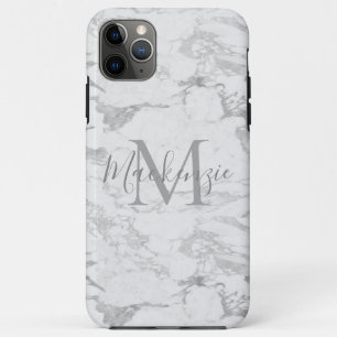 Capa Para iPhone 11 Pro Max Quic Silver Foil Marble Monograma