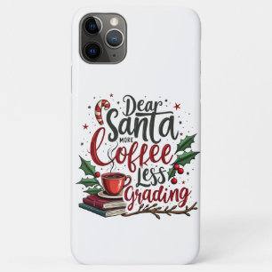 Capa Para iPhone 11 Pro Max Raccoon Vestindo Papai Noel e Natal
