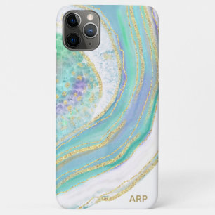 Capa Para iPhone 11 Pro Max *~* Rainbow Pink Agate Púrpura Agate Glitter Paste