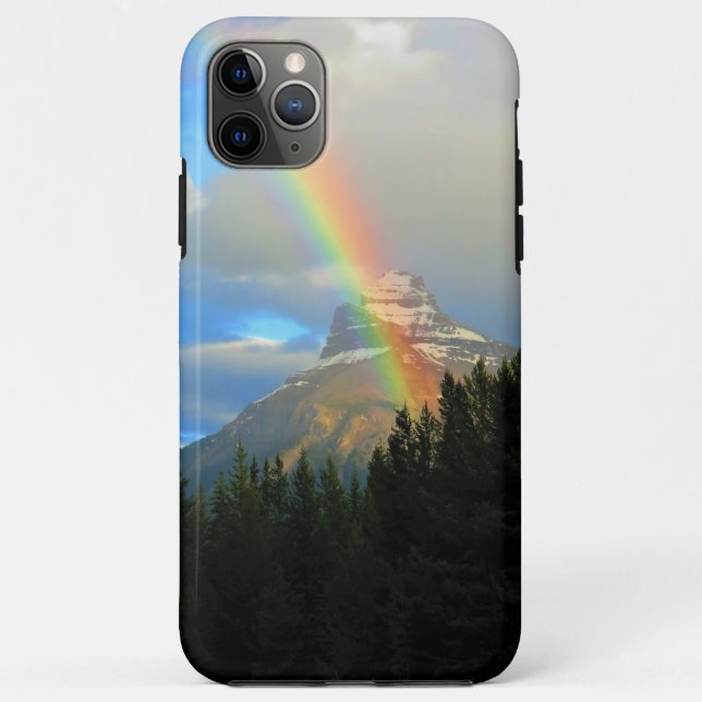 Capa Para iPhone 11 Pro Max Rainbow & Storm Clouds Sobre Snowy Canada Mountain (Verso)