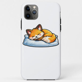 Capa Para iPhone 11 Pro Max Rapariga Raposa Adormecida na Almofada Fofa Kawaii