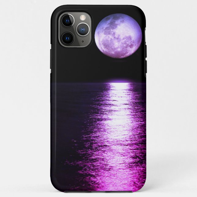 Capa Para iPhone 11 Pro Max Reflexão da lua de cheio roxa (Verso)