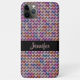 Capa Para iPhone 11 Pro Max Retinestona Colorida com nome personalizado