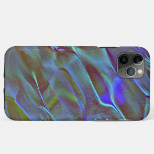 Capa Para iPhone 11 Pro Max Rocha virtual em tom de cetim azul queimado e verd