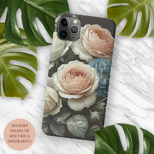 Capa Para iPhone 11 Pro Max Rosas Clássicas e Elegantes Desenho Botânico de Ar