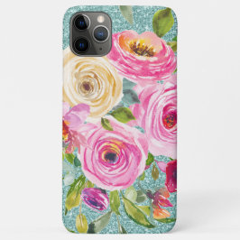 Capa Para iPhone 11 Pro Max Rosas de aquarela rosa e creme