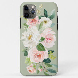 Capa Para iPhone 11 Pro Max Rosas Florais de Pastel, cor de água doce, cor de