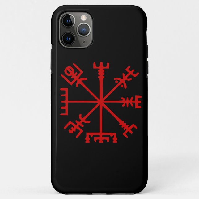 Capa Para iPhone 11 Pro Max Sangue Red Vegvísir (Viking Compass) (Verso)