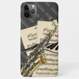 Capa Para iPhone 11 Pro Max Saxofone & música do piano