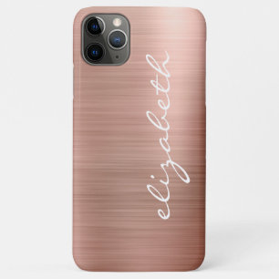 Capa Para iPhone 11 Pro Max Script Personalizado Metálico Dourado Moderno Rosa