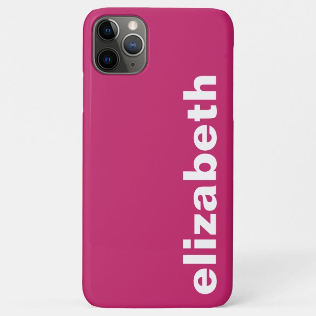 Capa Para iPhone 11 Pro Max Seu Nome Rosa Quente (Verso)