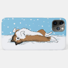 Capa Para iPhone 11 Pro Max Shetland Sheepdog Snow Dog - Feliz Shelly Winter