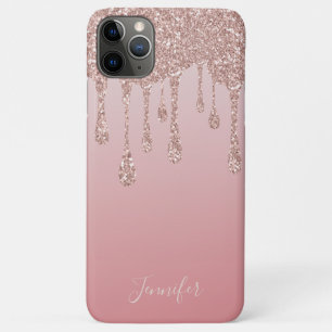 Capa Para iPhone 11 Pro Max Shimmer Dourado de luxo rosa