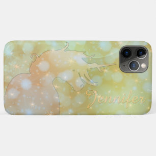 Capa Para iPhone 11 Pro Max Silhueta de Unicórnio Flutuante (estrelas amarelas