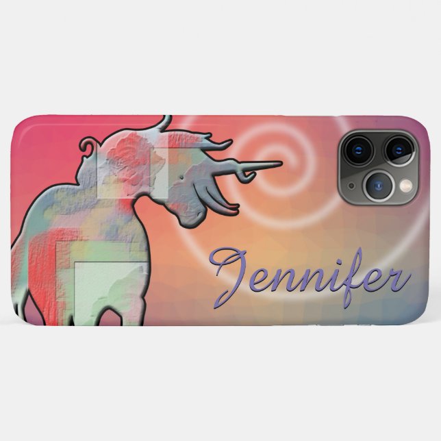 Capa Para iPhone 11 Pro Max Silhueta Unicorn Fluindo (rosa) (Verso (horizontal))