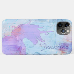 Capa Para iPhone 11 Pro Max Silhueta Unicorn Flutuante (pintada a azul)