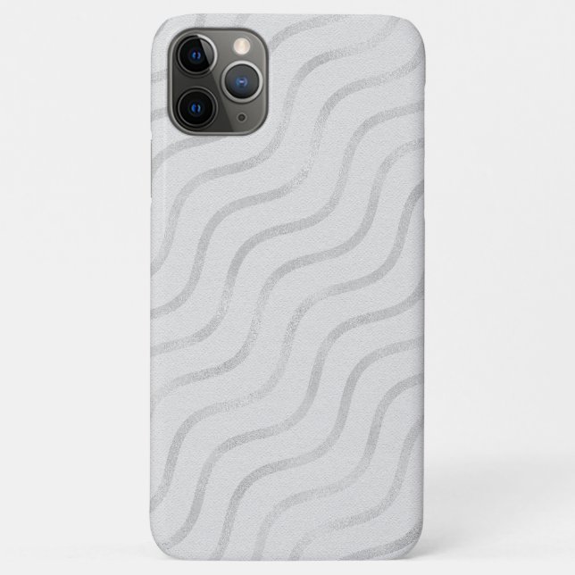 Capa Para iPhone 11 Pro Max Silver Chevron na Cinza (Verso)