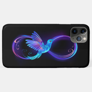 Capa Para iPhone 11 Pro Max Símbolo Neon Infinity com Hummingbird brilhante