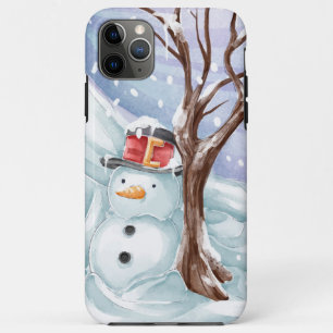 Capa Para iPhone 11 Pro Max Snowman E Winter Scenery