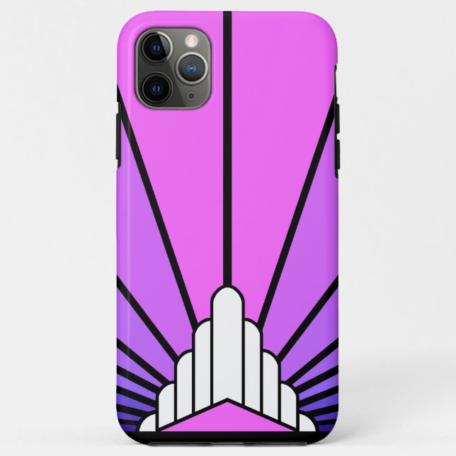 Capa Para iPhone 11 Pro Max Sol de arte deco roxo e rosa (Verso)