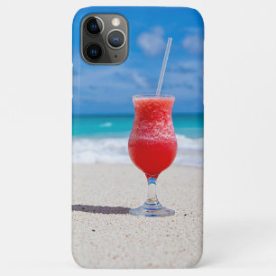 Capa Para iPhone 11 Pro Max Summer Red Strawberry Margarita Em Praia Tropical