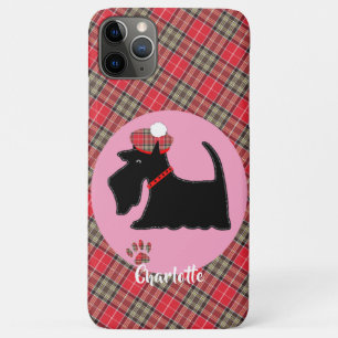 Capa Para iPhone 11 Pro Max Tartan Xadrez Scottie Dog Cute Dog Personalizado