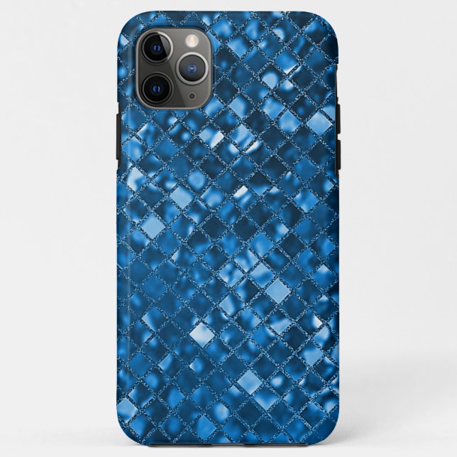 Capa Para iPhone 11 Pro Max Teal Faux Mosaic Glass (Verso)