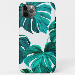 Capa Para iPhone 11 Pro Max Teal Tropical Monstera Leaf Seamless Pattern Art