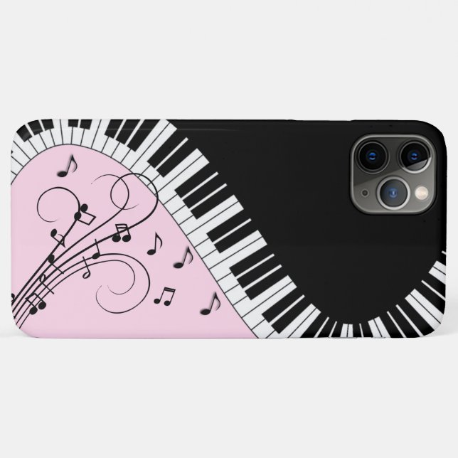 Capa Para iPhone 11 Pro Max Teclado Piano, preto e branco, Design, cor-de-rosa (Verso (horizontal))