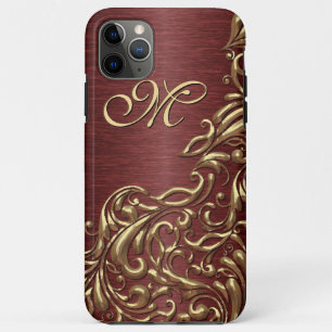 Capa Para iPhone 11 Pro Max Teste padrão floral Dourado brilhante do