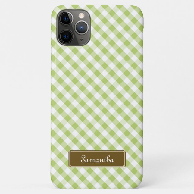 Capa Para iPhone 11 Pro Max Teste padrão verde Pastel bonito do guingão (Verso)